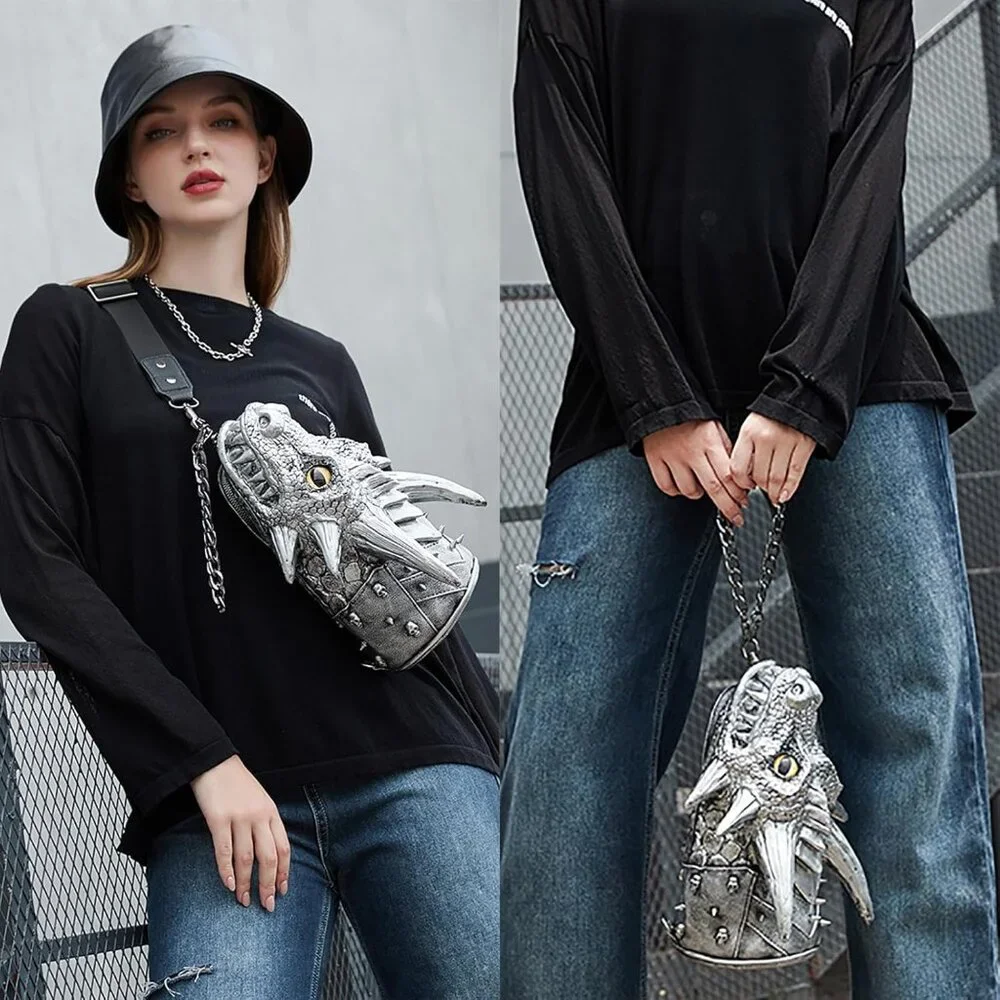 Unique PVC Dragon Head Crossbody Bag - Trendy Halloween Purse for Everyone